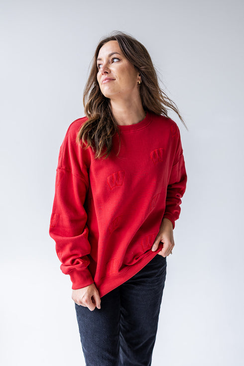 Wisconsin Ritter Repeat Lantern Sleeve Crew